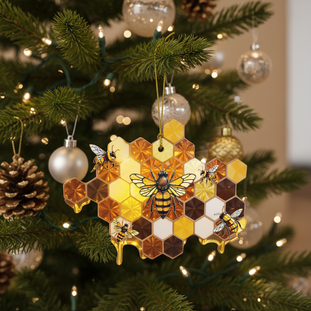 [2D FLAT ACRYLIC] Honey Bee Acrylic Suncatcher – Beautiful Bumblebee Ornament & Gift for Bee Lovers
