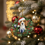[2D FLAT ACRYLIC] Charming Beagle Dog Christmas Ornament – Festive Pet Lover Keepsake