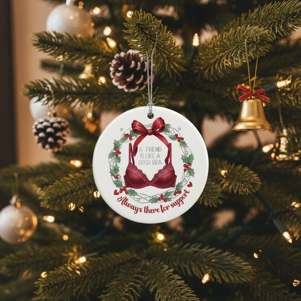 [2D FLAT ACRYLIC] A Good Friend is Like a Bra Ornament PNG – Funny Friendship Christmas Design Digital Download