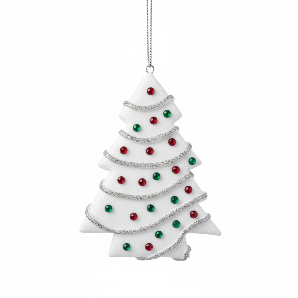 [2D FLAT ACRYLIC] Funny Christmas Tree Snack Cake Ornament – Handmade Polymer Clay Holiday Decor