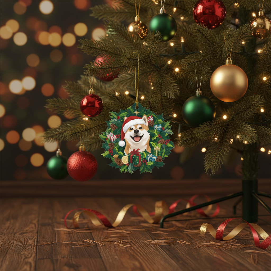 [2D FLAT ACRYLIC] Charming Akita Christmas Ornament – Holiday Decor & Gift for Dog Lovers