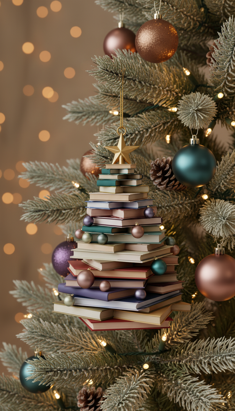 [2D FLAT ACRYLIC] Book Lover Christmas Ornament –  Decor for Readers
