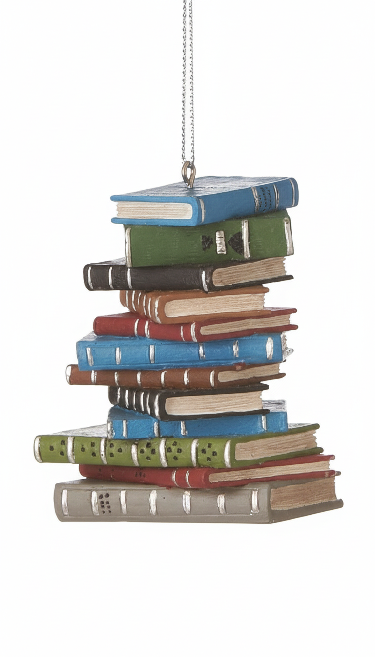 [2D FLAT ACRYLIC] Detailed School Book Stack Christmas Ornament – Perfect Gift for Book Lovers & Teachers