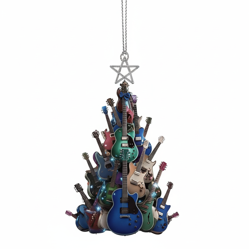 [2D FLAT ACRYLIC] Personalized Guitar Christmas Ornament – Custom Acrylic Gift for Music Lovers