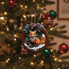 [2D FLAT ACRYLIC] Woodland Fox Christmas Ornament – Rustic or Acrylic Holiday Decor