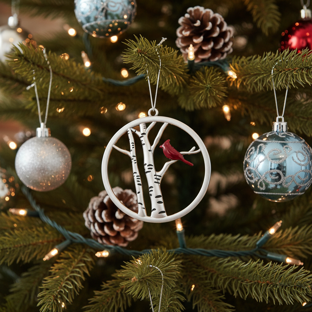 [2D FLAT ACRYLIC] Sentimental Cardinal Christmas Ornament – Rustic Memorial Keepsake Gift