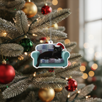 [2D FLAT ACRYLIC] Black Cat in Chair Christmas Ornament | Cute Holiday Gift for Cat Lovers