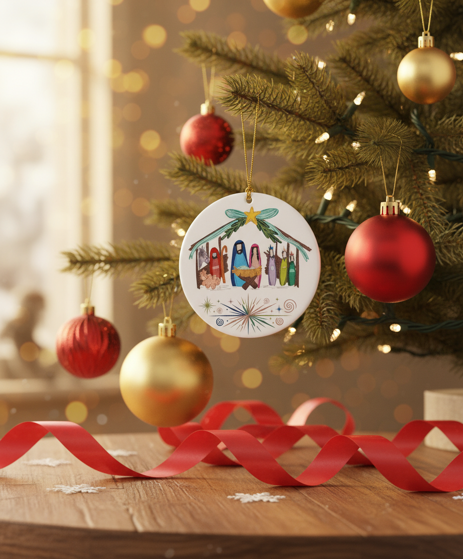 [2D FLAT ACRYLIC] Holy Family Nativity Ornament 2025 – Christian Christmas Keepsake Gift