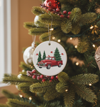 [2D FLAT ACRYLIC] Red Truck Christmas Ornament 2024 | Ceramic Farmhouse Holiday Decor Gift