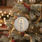 [2D FLAT ACRYLIC] Blessed Virgin Mary Ceramic Ornament – Catholic Christmas Keepsake Gift