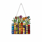 [2D FLAT ACRYLIC] Floral Book Suncatcher Ornament – Unique Acrylic Gift for Book Lovers