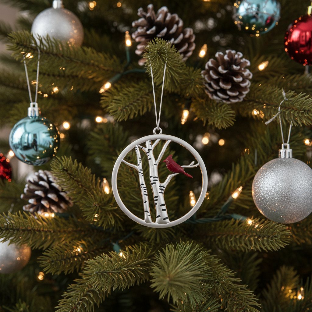 [2D FLAT ACRYLIC] Sentimental Cardinal Christmas Ornament – Rustic Memorial Keepsake Gift