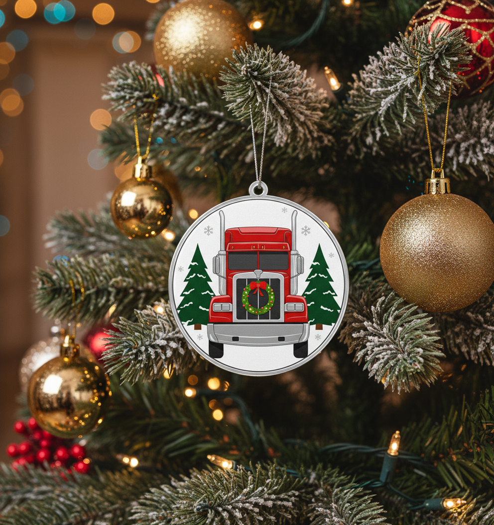 [2D FLAT ACRYLIC] Funny Trucker Christmas Ornament | Unique Wooden Holiday Decor & Truck Driver Gift