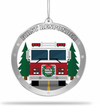 [2D FLAT ACRYLIC] Funny Fire Truck Ornament | Wooden Holiday Decor & Unique Trucker Gift