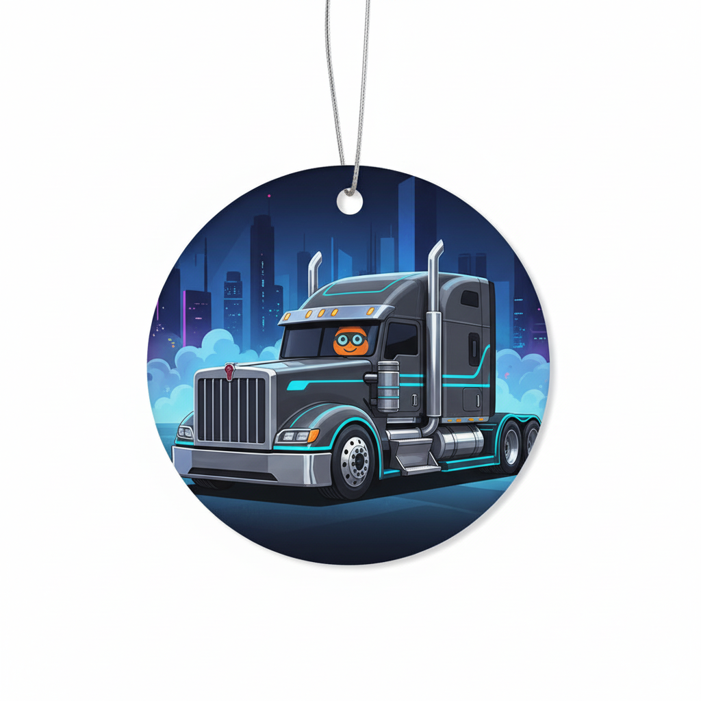 [2D FLAT ACRYLIC] Purple Semi Truck Christmas Ornament – Instant Digital Download, Big Rig Trucker Holiday Decor, Perfect Gift for Truck Drivers
