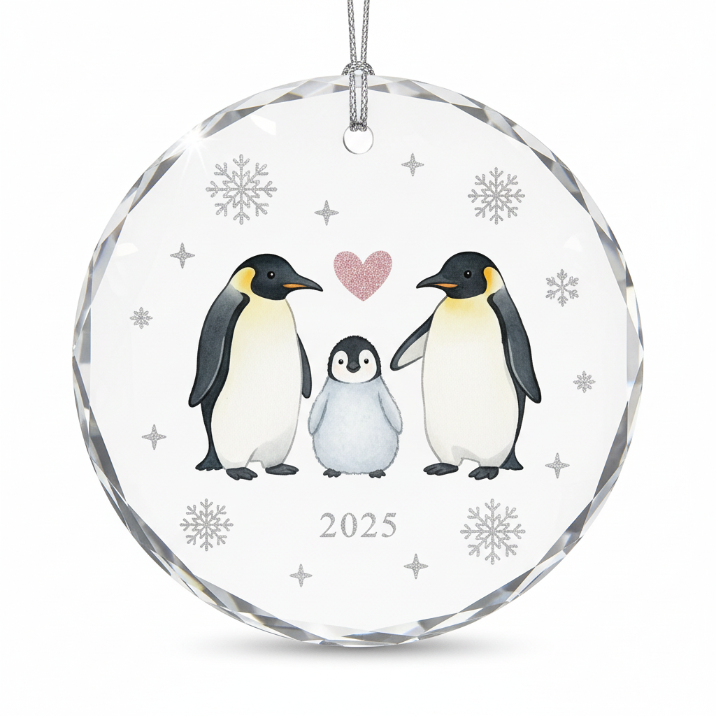 [2D FLAT ACRYLIC] Baby's First Christmas Ornament 2025 | Family of 3 Keepsake Gift for New Parents