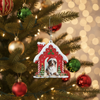 [2D FLAT ACRYLIC] Australian Shepherd Christmas Ornament 2025 | Red Aluminum Holiday Decoration for Dog Lovers