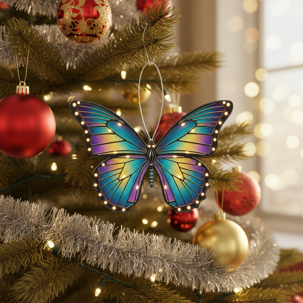 [2D FLAT ACRYLIC] Butterfly Ornament | 2D Flat Acrylic Ornament | Colorful Butterfly Christmas Decoration | Rainbow Wing Tree Ornament | Holiday Gift 2025