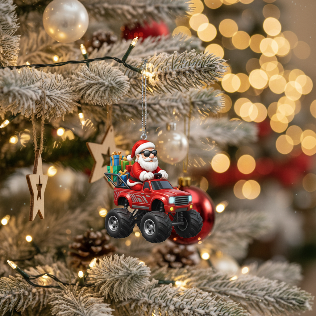 [2D FLAT ACRYLIC] Big Rig Christmas Ornament | The Perfect Trucker Gift for a Dedicated Truck Driver