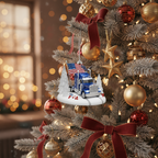 [2D FLAT ACRYLIC] Semi Truck Christmas Ornament with Lights | Truck Driver Gift | Holiday Decor