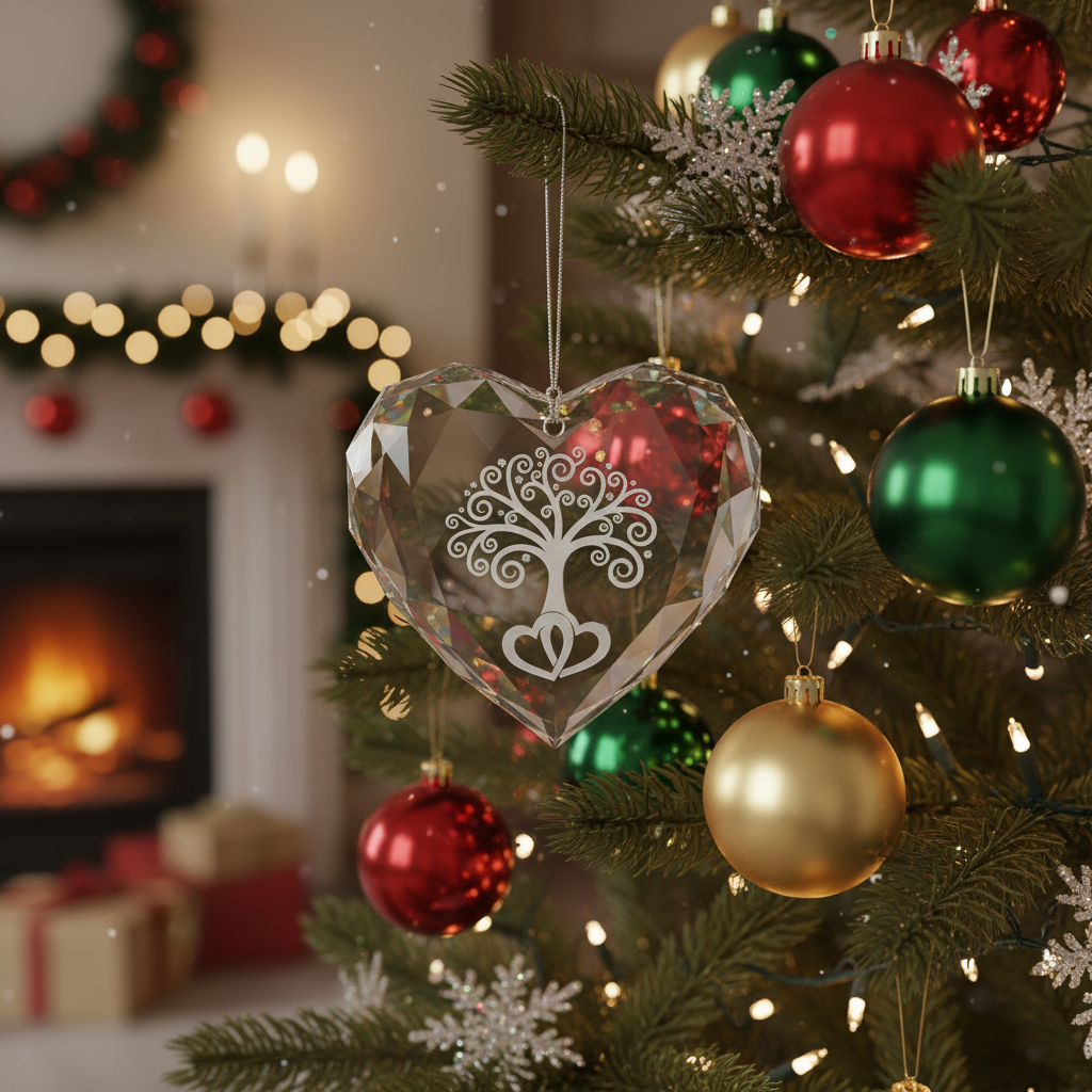 [2D FLAT ACRYLIC] 60th Diamond Anniversary Glass Ornament – Heart-Shaped Keepsake Gift for Parents & Grandparents