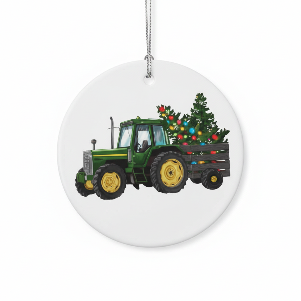 [2D FLAT ACRYLIC] Santa's Favorite Trucker Christmas Ornament | Ceramic Truck Driver Gift for Holiday Decor
