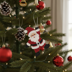 [2D FLAT ACRYLIC] Santa Claus Lace Ornament Machine Embroidery Design for 4x4 Hoop