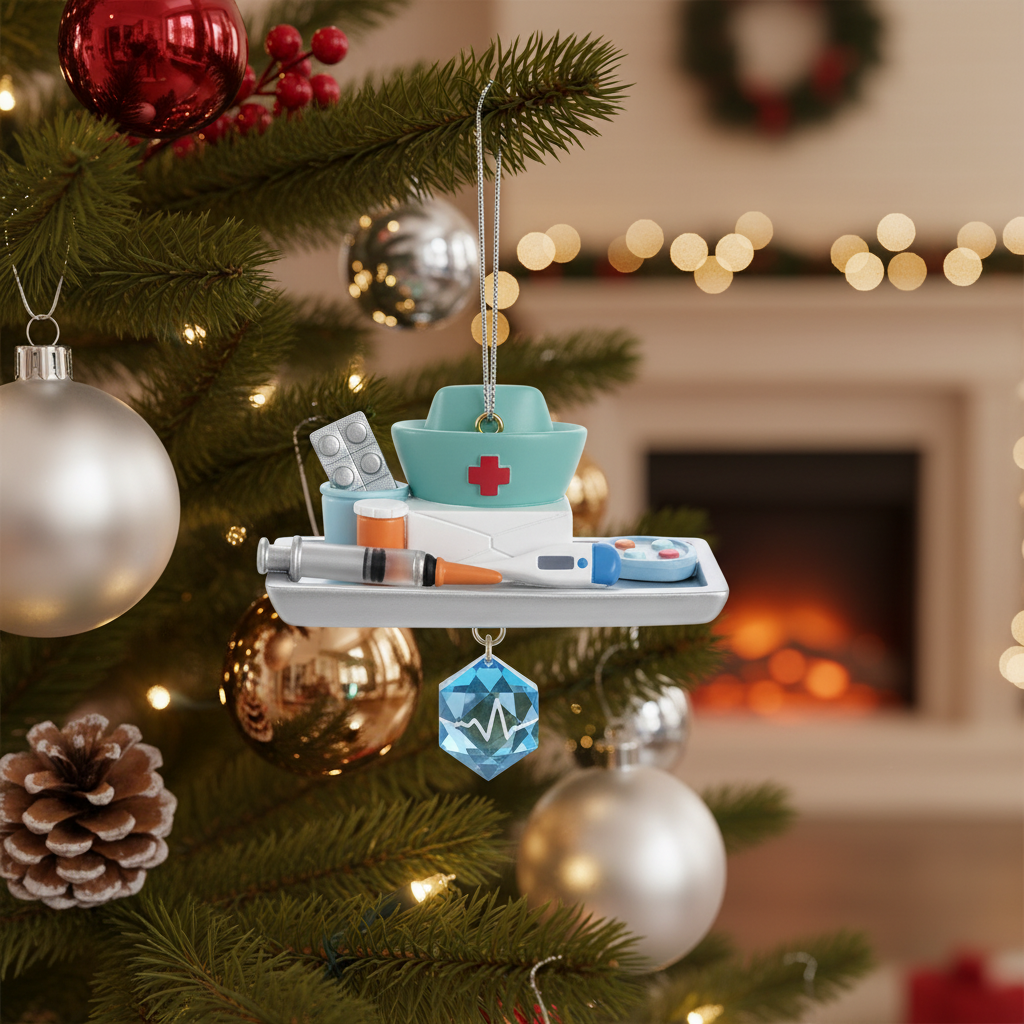 [2D FLAT ACRYLIC] Nurse Tray Christmas Ornament – Heartfelt Gift for Healthcare Heroes & Medical Staff
