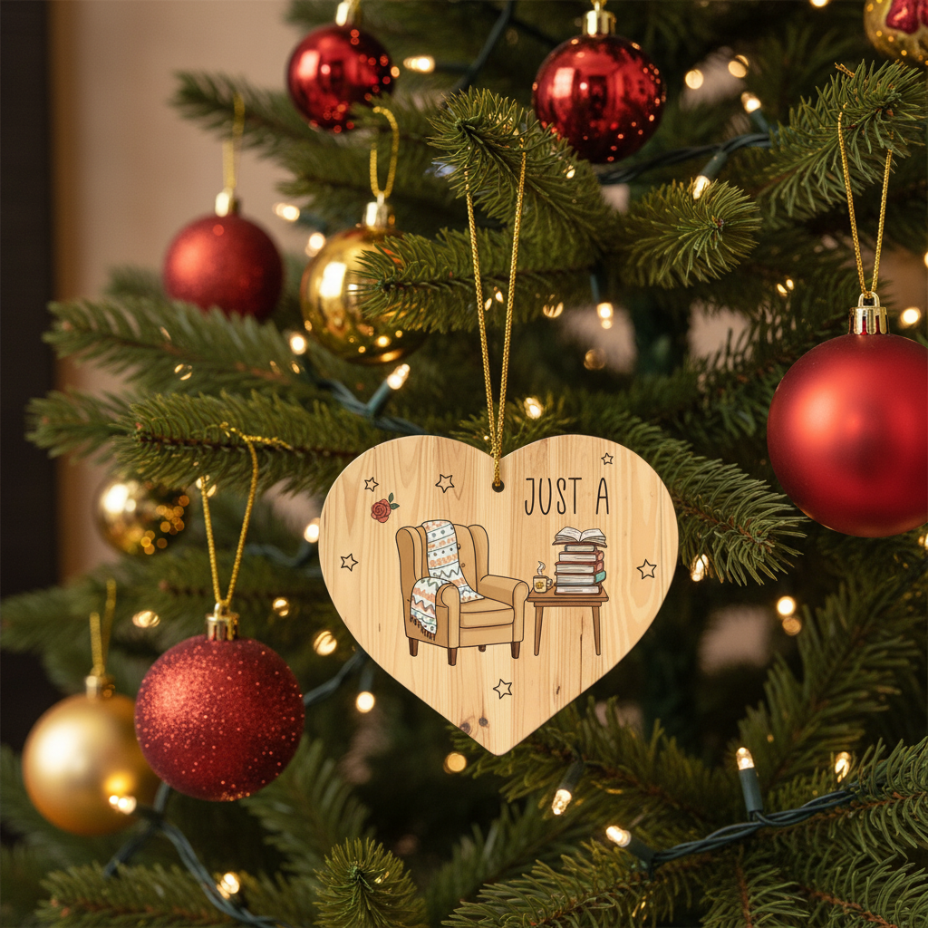 [2D FLAT ACRYLIC] Book Lover Christmas Ornament – Funny Keepsake Gift for Readers & Librarians