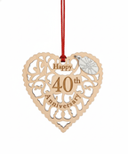 [2D FLAT ACRYLIC] 40th Ruby Anniversary Heart Ornament – Keepsake Gift for Couples