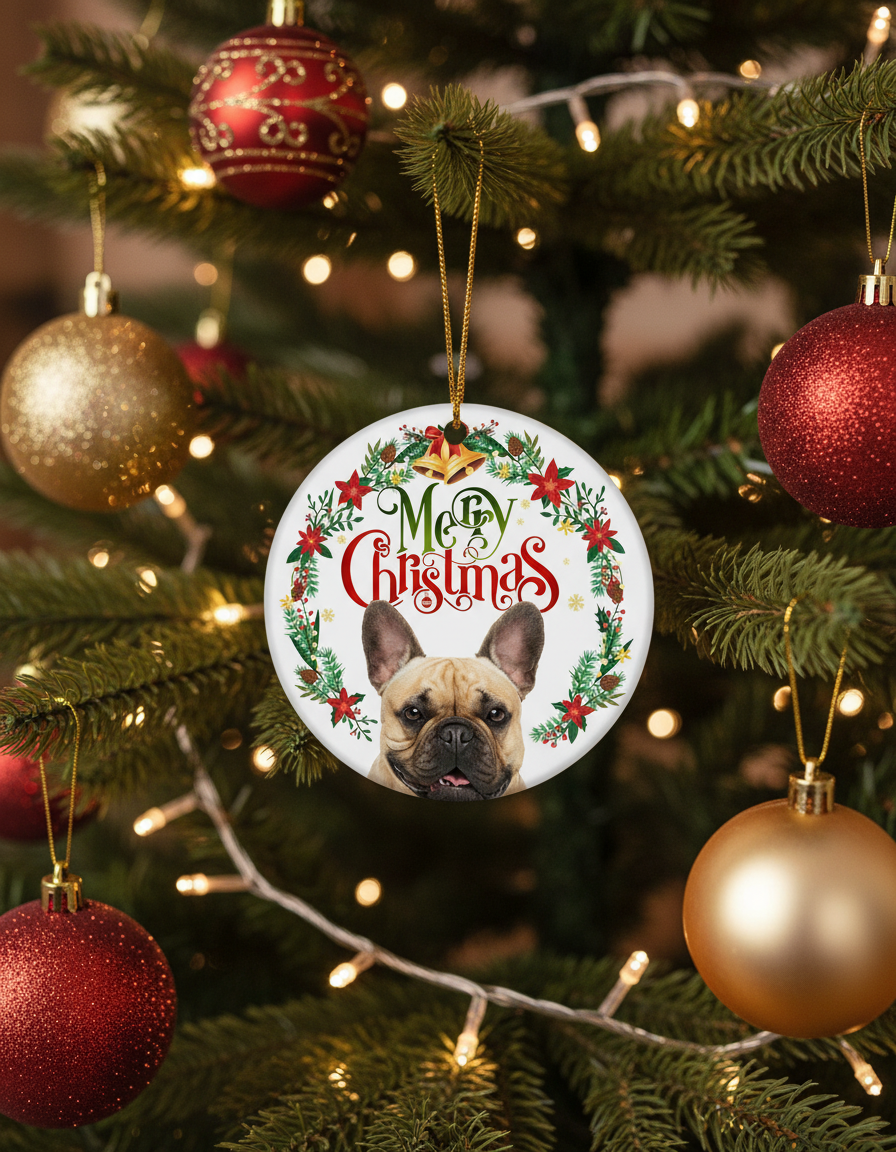 [2D FLAT ACRYLIC] Adorable French Bulldog Christmas Ornament | Keepsake Frenchie Gift & Holiday Decor for Dog Lovers