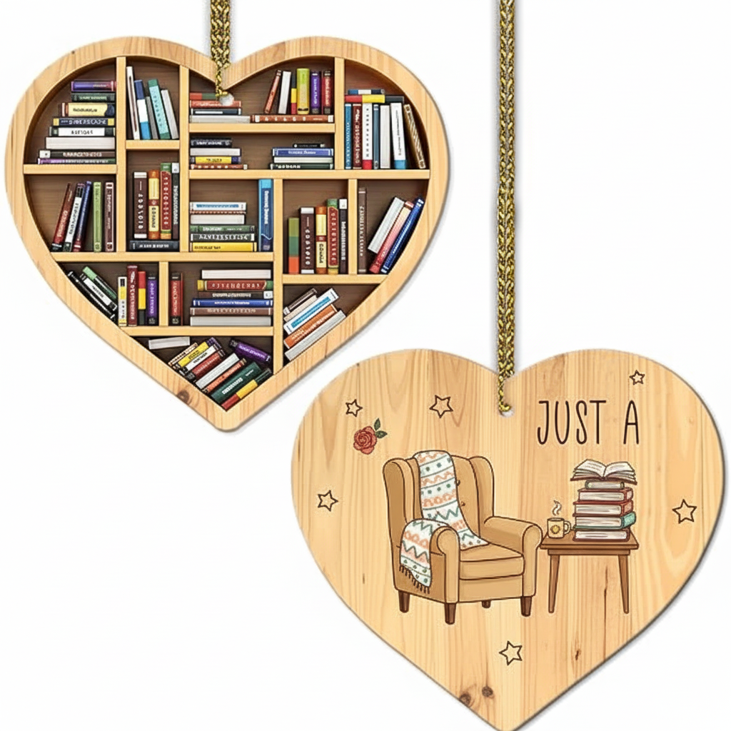 [2D FLAT ACRYLIC] Book Lover Christmas Ornament – Funny Keepsake Gift for Readers & Librarians