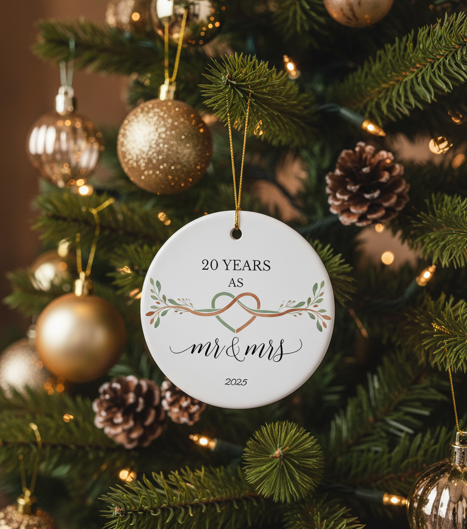 [2D FLAT ACRYLIC] 20th Anniversary Ceramic Ornament 2025 – Keepsake Gift for Couples