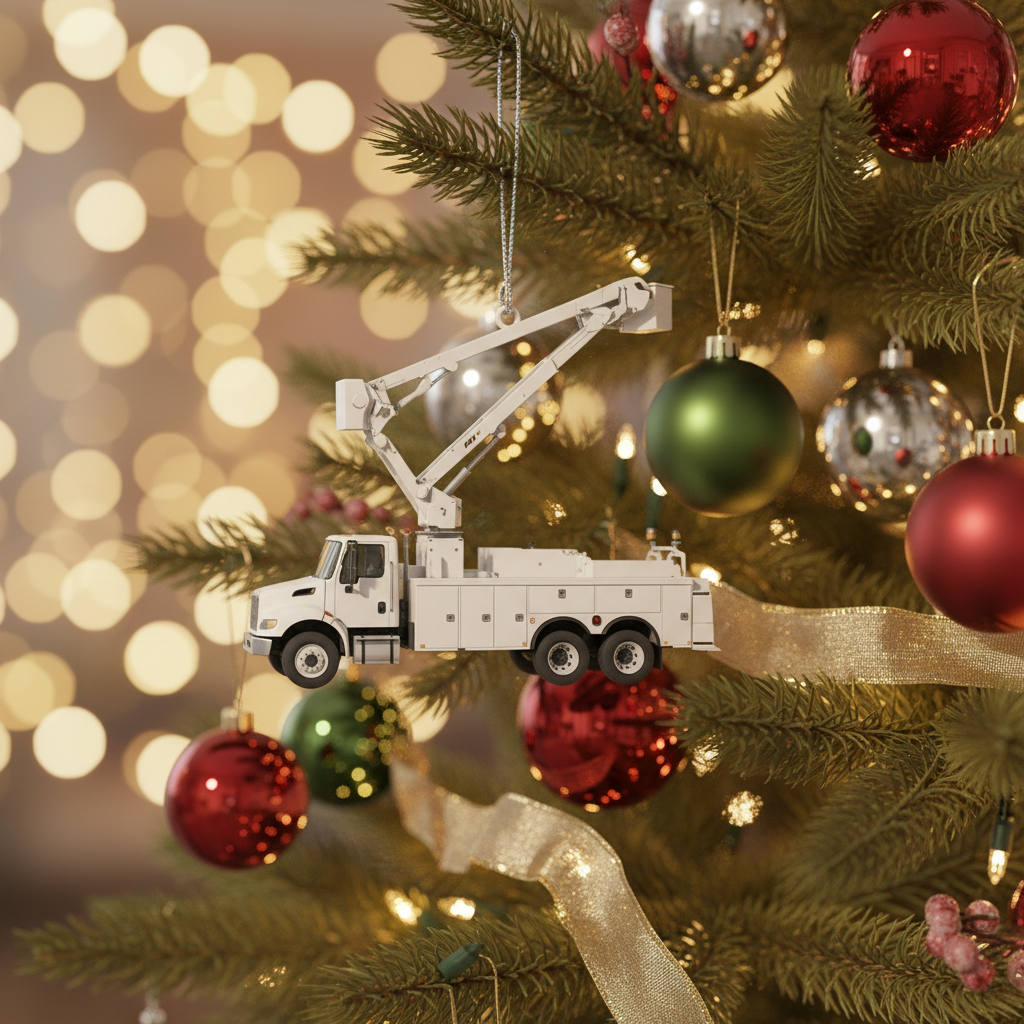 [2D FLAT ACRYLIC] Personalized Lineman Christmas Ornament | Custom Bucket Truck Holiday Decor Gift