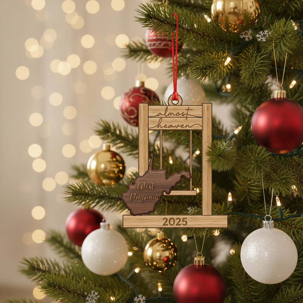 [2D FLAT ACRYLIC] Almost Heaven West Virginia Swing Ornament – Personalized Christmas Gift
