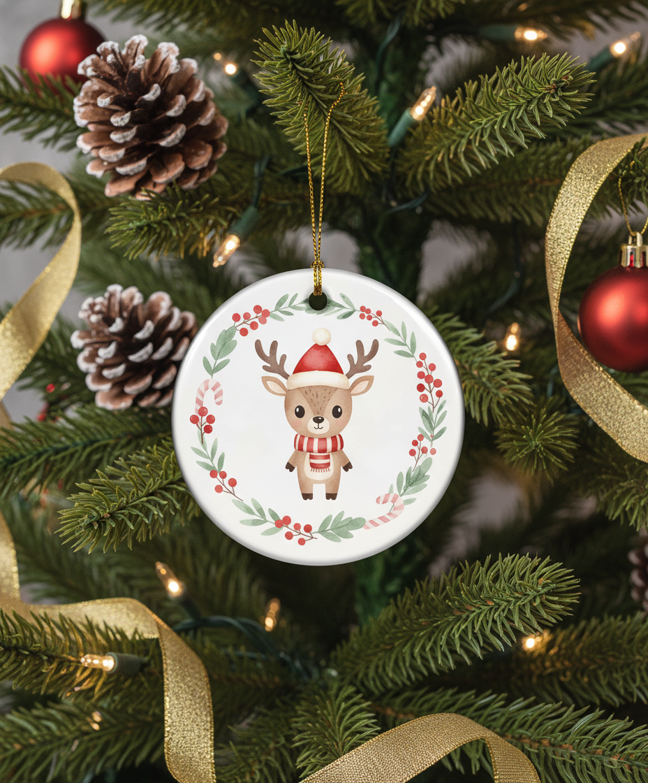 [2D FLAT ACRYLIC] Baby's First Christmas 2024 Ornament – Ceramic Keepsake Gift for Newborns