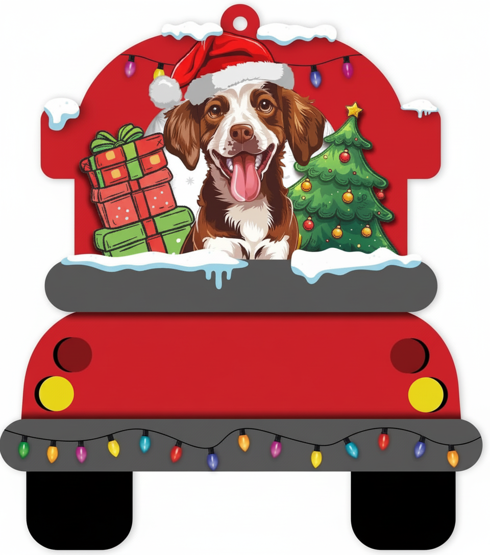 [2D FLAT ACRYLIC] Brittany Dog Christmas Ornament | Holiday Decor & Keepsake Gift for Dog Lovers