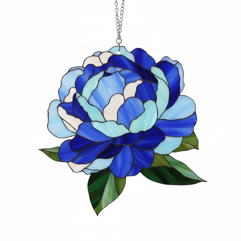 [2D FLAT ACRYLIC] Acrylic Peony Suncatcher Window Hanging – Floral Home Decor Gift for Mom