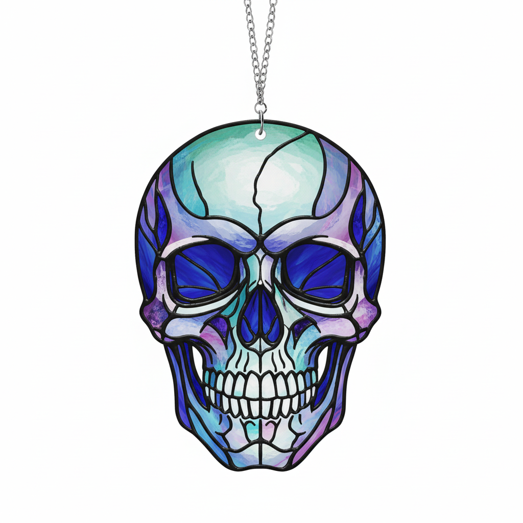 [2D FLAT ACRYLIC] Gothic Skull Suncatcher Ornament – Spooky Window Hanging for Home Decor