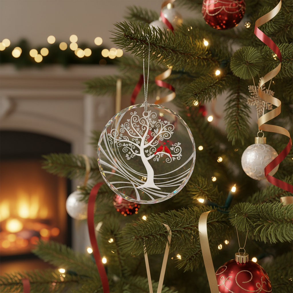 [2D FLAT ACRYLIC] 60th Diamond Wedding Anniversary Glass Ornament – Keepsake Gift for Parents & Couples