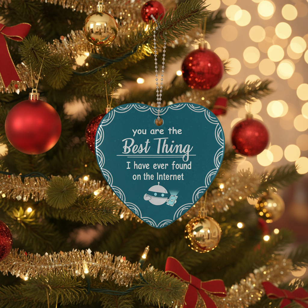 [2D FLAT ACRYLIC] "Best Thing on the Internet" Heart Ornament - Cute Robot Keepsake