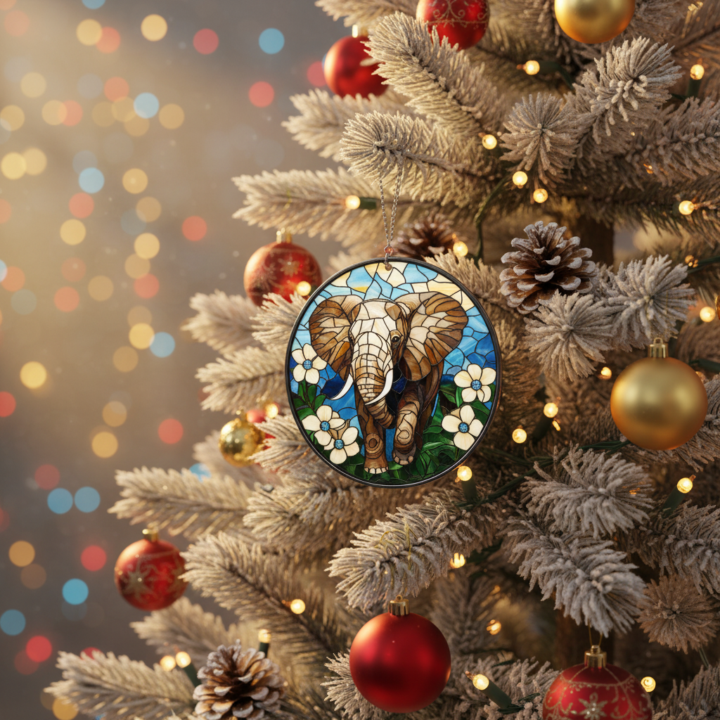 [2D FLAT ACRYLIC] Elephant Acrylic Suncatcher – Beautiful Hanging Window Decor & Gift for Elephant Lovers