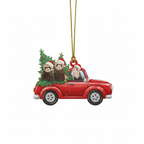 [2D FLAT ACRYLIC] Cute Ferret Red Truck Christmas Ornament – Holiday Decor & Pet Lover Gift