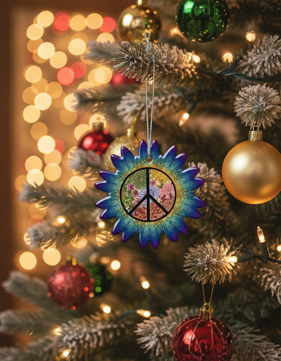 [2D FLAT ACRYLIC] Hippie Peace Sign – 60s 70s Retro Car & Christmas Decor