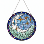 [2D FLAT ACRYLIC] Celestial Moon and Star Suncatcher – Handmade Stained Glass Window Decor