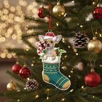 [2D FLAT ACRYLIC] Brown Chihuahua Christmas Ornament | Festive Dog in Stocking Holiday Decor for Pet Lovers