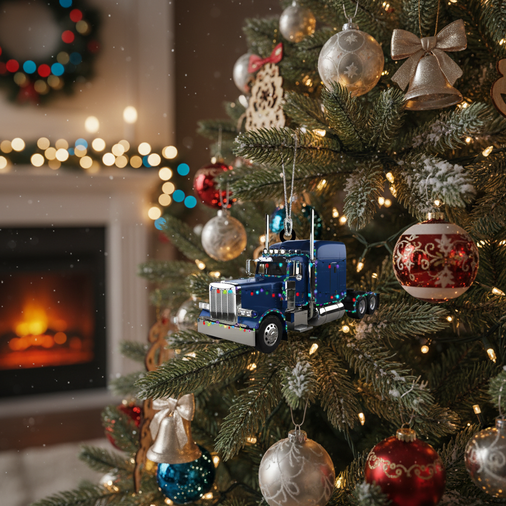 [2D FLAT ACRYLIC] Personalized Trucker Christmas Ornament | Custom Semi Truck Driver Gift