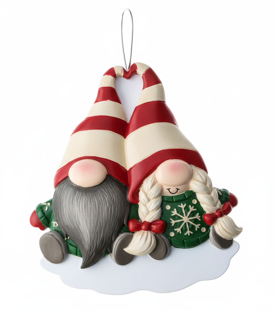 [2D FLAT ACRYLIC] Christmas Gnome Couple Ornament - Personalized Holiday Keepsake