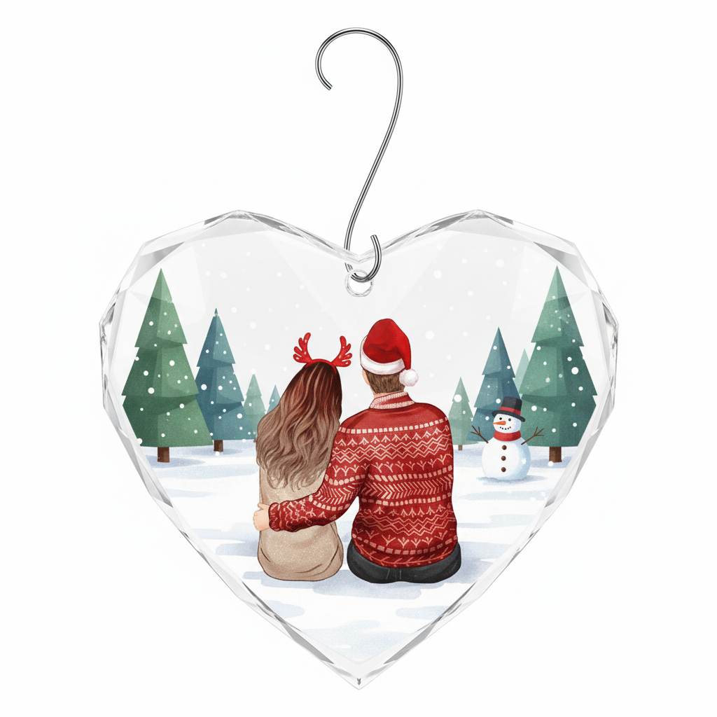 [2D FLAT ACRYLIC] Our First Christmas Together Ornament 2025 – Glass Keepsake Gift for Couples