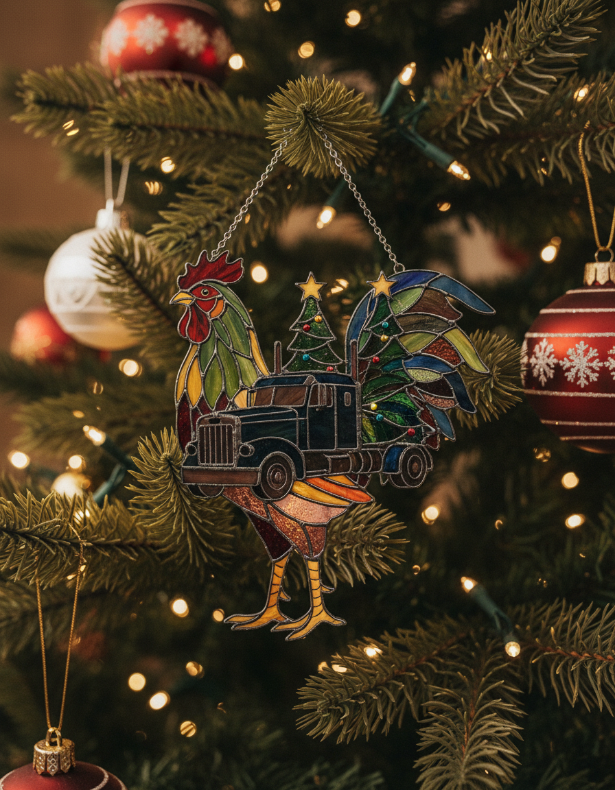 [2D FLAT ACRYLIC] Vibrant Rooster Suncatcher – Farmhouse Window Hanging & Home Decor Gift